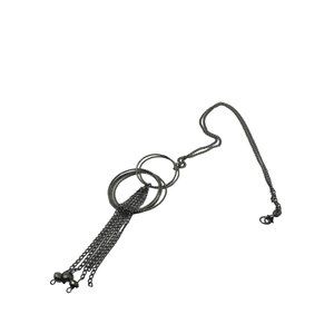 Black Metal Circle and Chain Tassle Necklace 40 inch